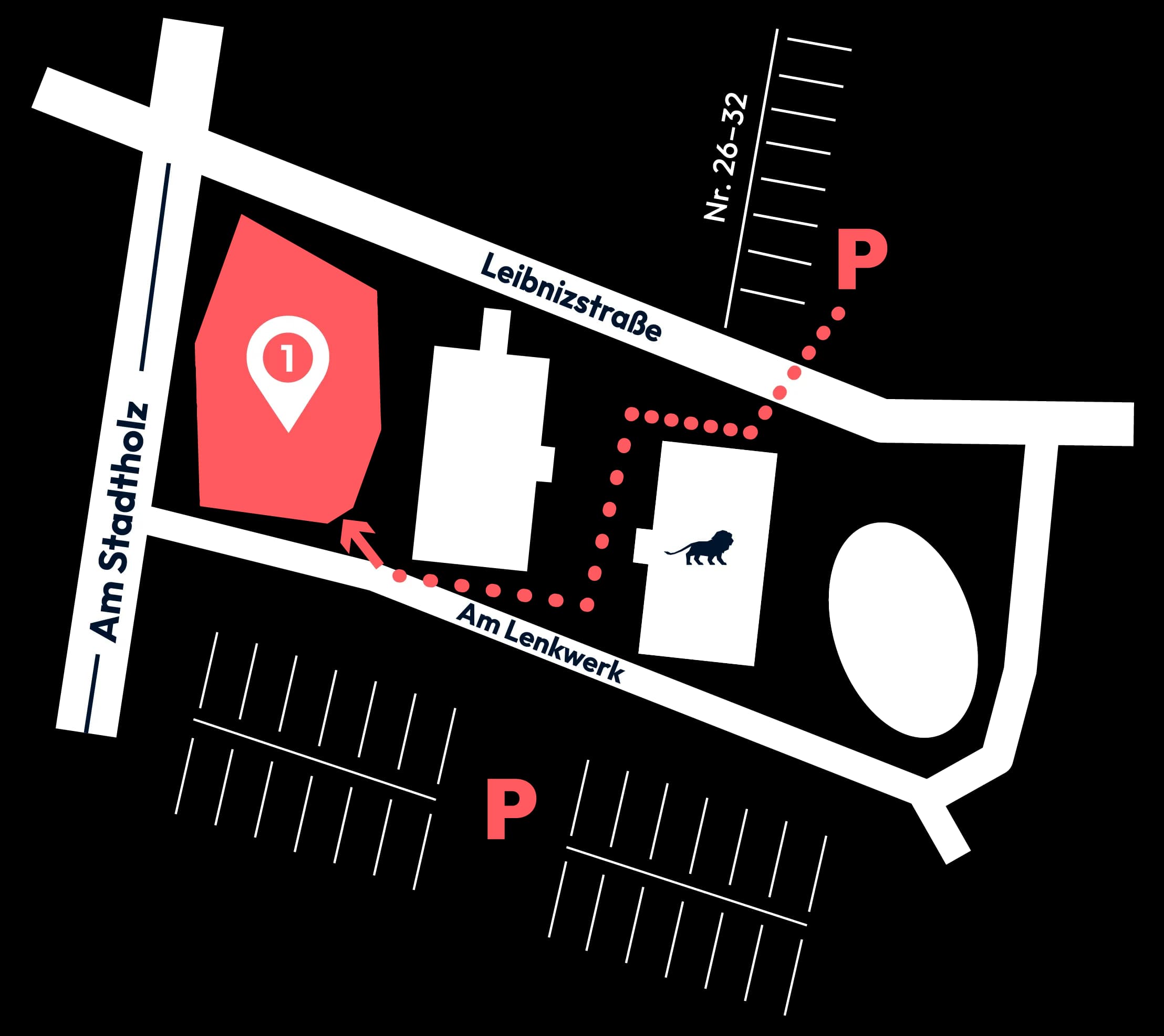 Anfahrtsskizze zur MEDIUM Werbeagentur, Am Lenkwerk, 33609 Bielefeld
